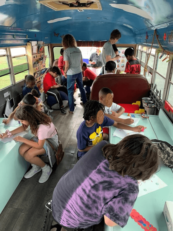 kids in school bus classroom
